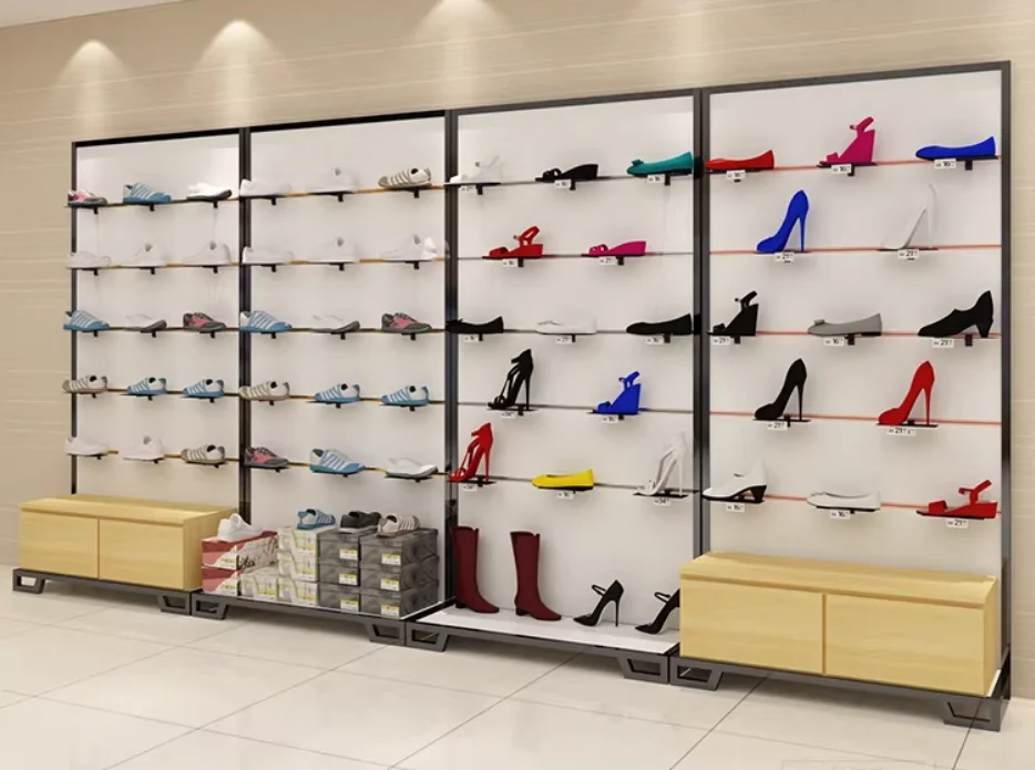 Clothing display rack, shoe bracket, shoe rack, shoe store display rack, store decoration, custom casual high cabinet