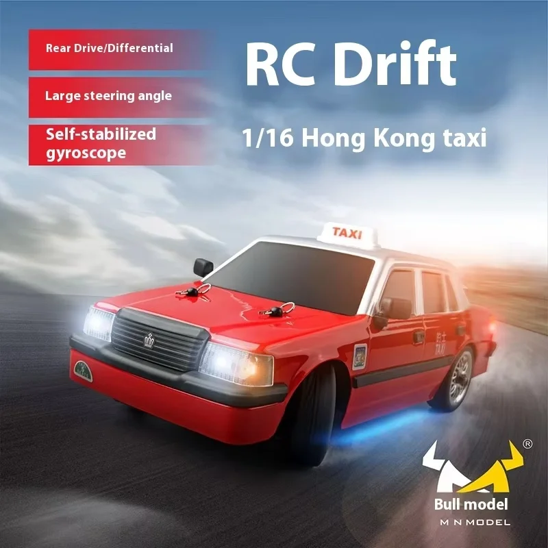 New 1:16 Remote Controlled Taxi Mangniu Full Scale Rc Drift Car Hong Kong Taxi Model Racing Children'S Toy Birthday Gift