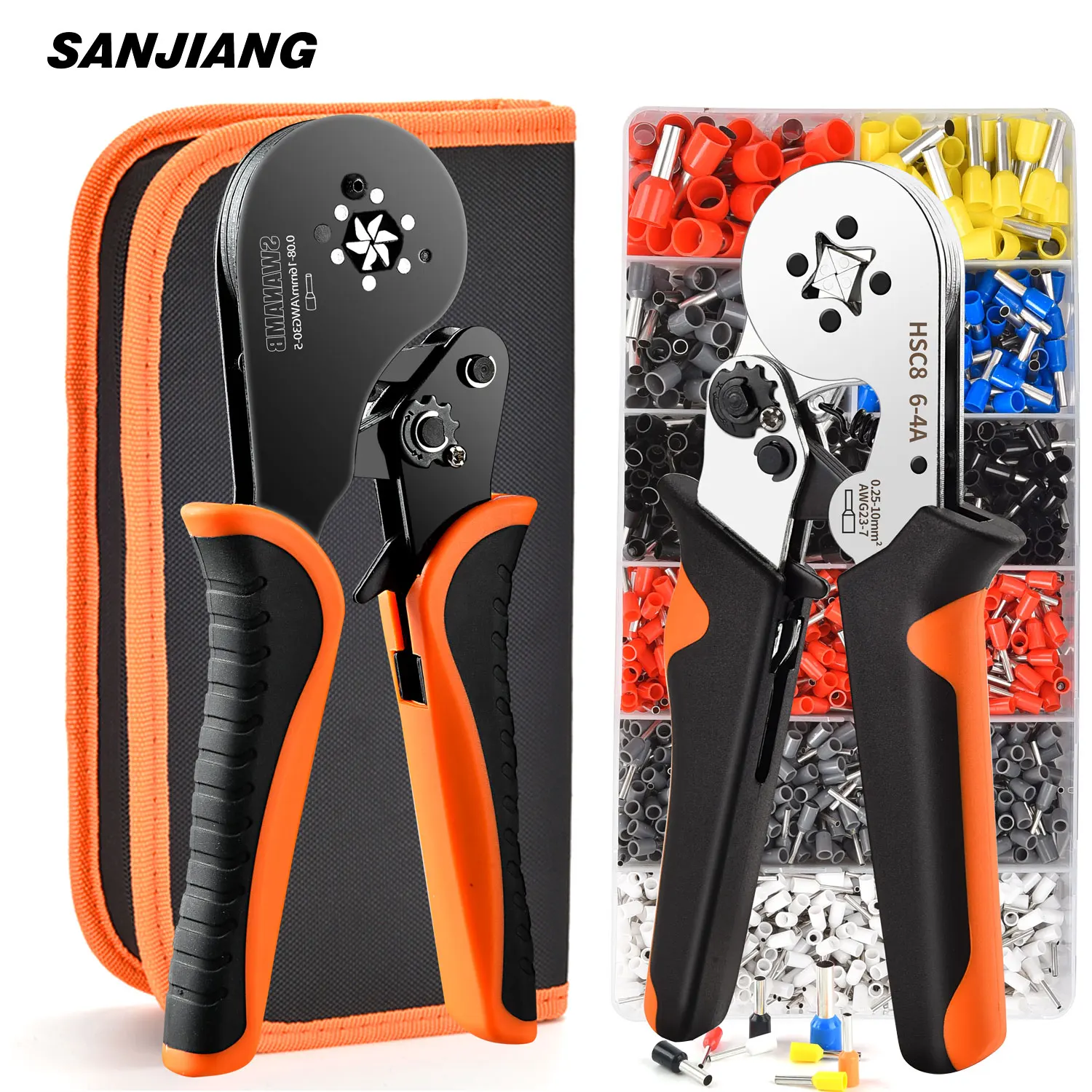 

Tubular Terminal Crimping Pliers HSC8 6-4A/16-6（max 0.08-16mm²）Crimper Wire Mini Ferrule Crimper Tools Household Electrical Kit