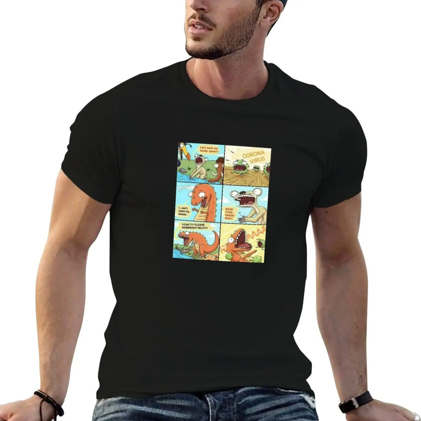 TU paquete t Trex algodón lavado camisa camiseta lujo lavado hombre divertido hombre MANES camisa No puedo REX t manos camisa diseñador
