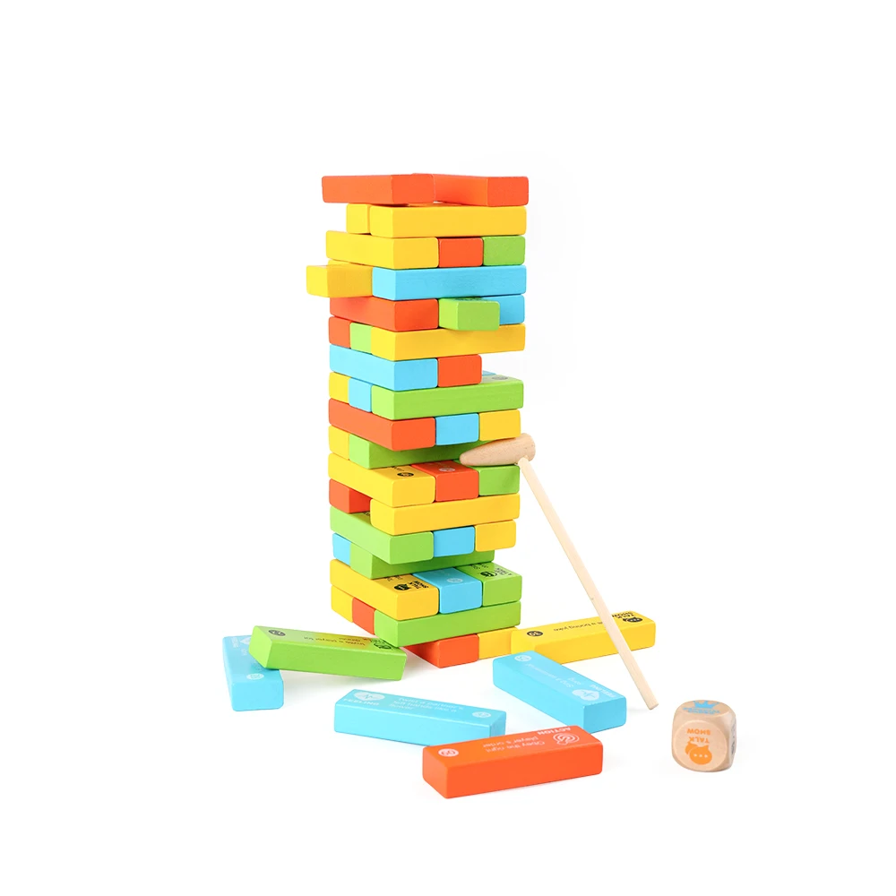 Kidus Wooden Tumble Tower Stacking Game with Riddles Blocks For Toddlers Montessori