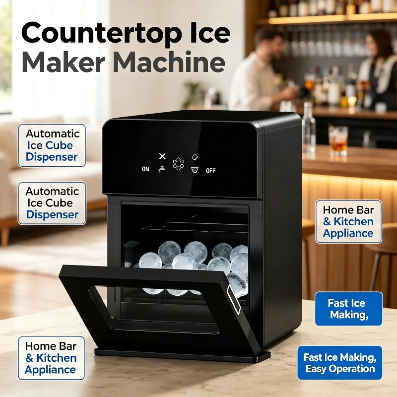 Automatic High Efficiency Ice Ball Maker for Bar, Clear Ice Making Machine with Front View Window