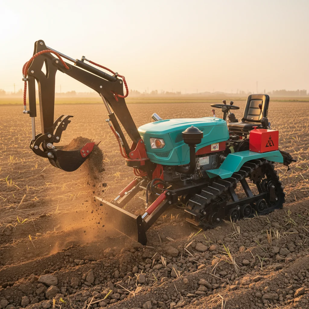 Customize High efficiency farm tractor with ditching device rotary tiller digging shovel and bulldozer