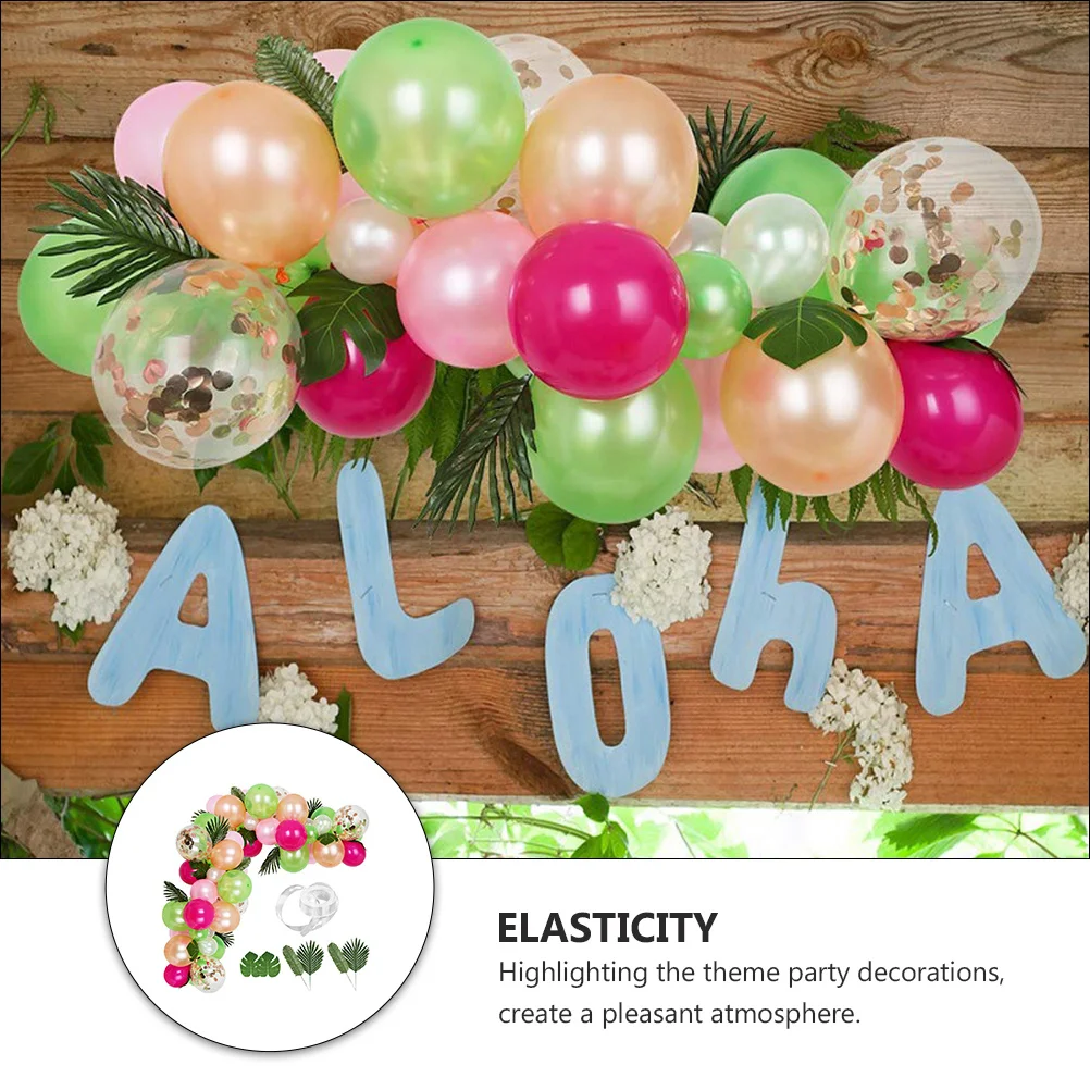 

85 Pcs/Set Decorate Green Balloon Chain Pool Party Wedding Plastic Tropical Hawaiian Balloons