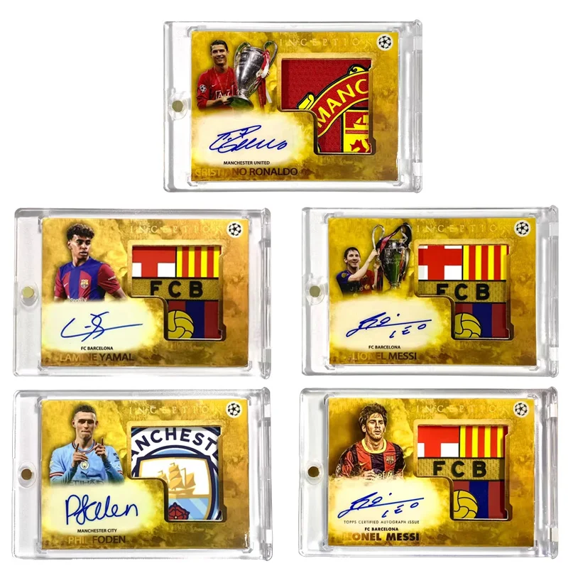 

Topps Inception Lionel Messi Lamine Yamal Cr7 Phil Foden Diy Homemade Football Star Autograph Jersy Trading Cards Gift Collect
