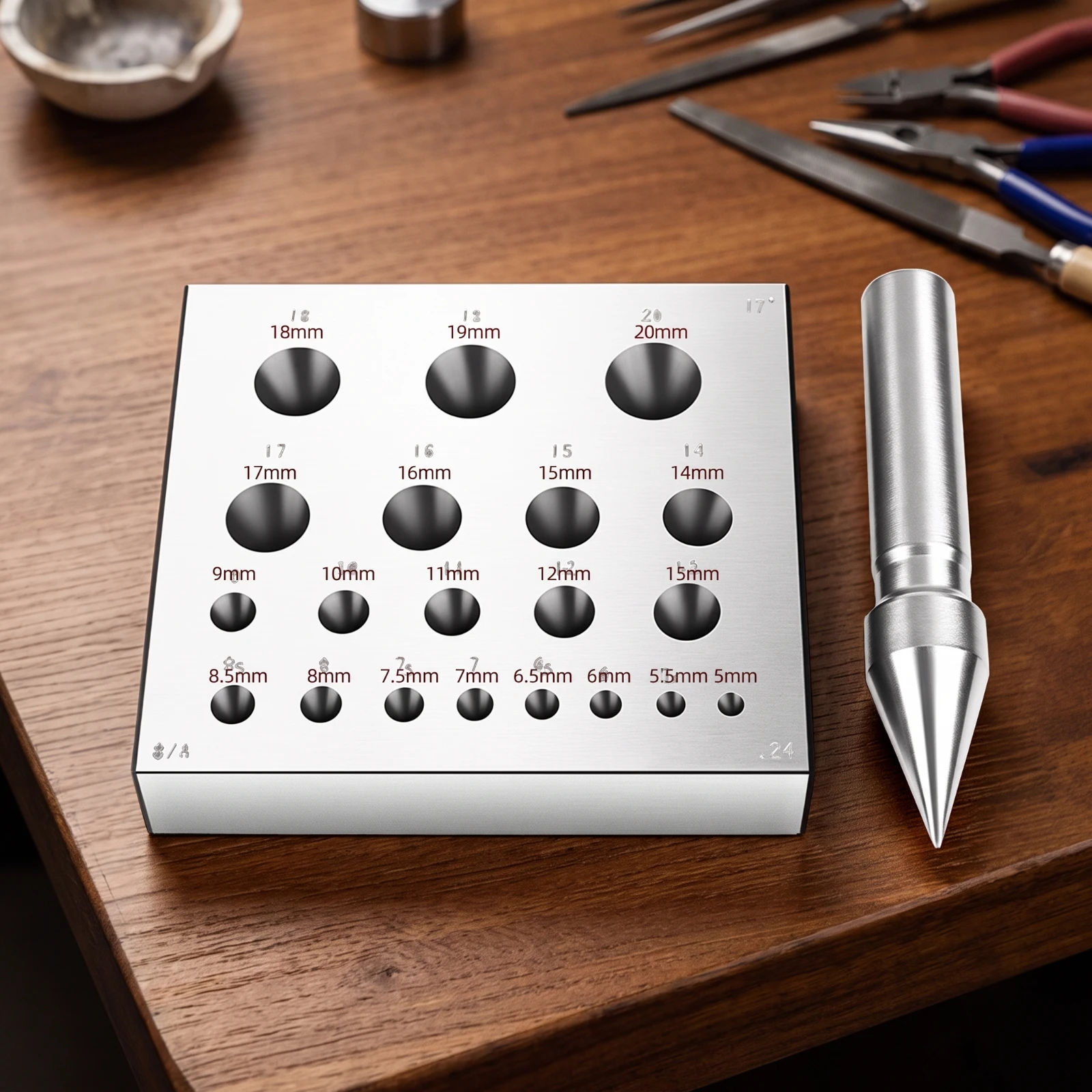 Metal Forming Block with Punch Accurate Jewelry Forming Block with Punch Tool Bench-Top Long-Lasting for Jewelers, Metalworking