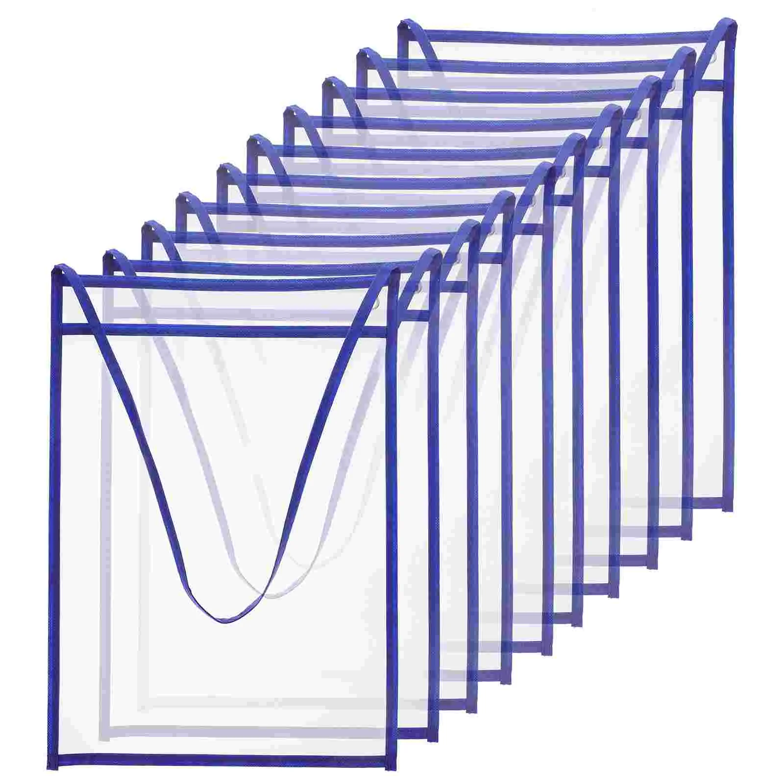 10 Pcs 지울 수있는 파일 가방 교수형 문서 폴더 편리한 포켓 지우기 봉투 빌 폴리 에스터 어린이 매는 밧줄