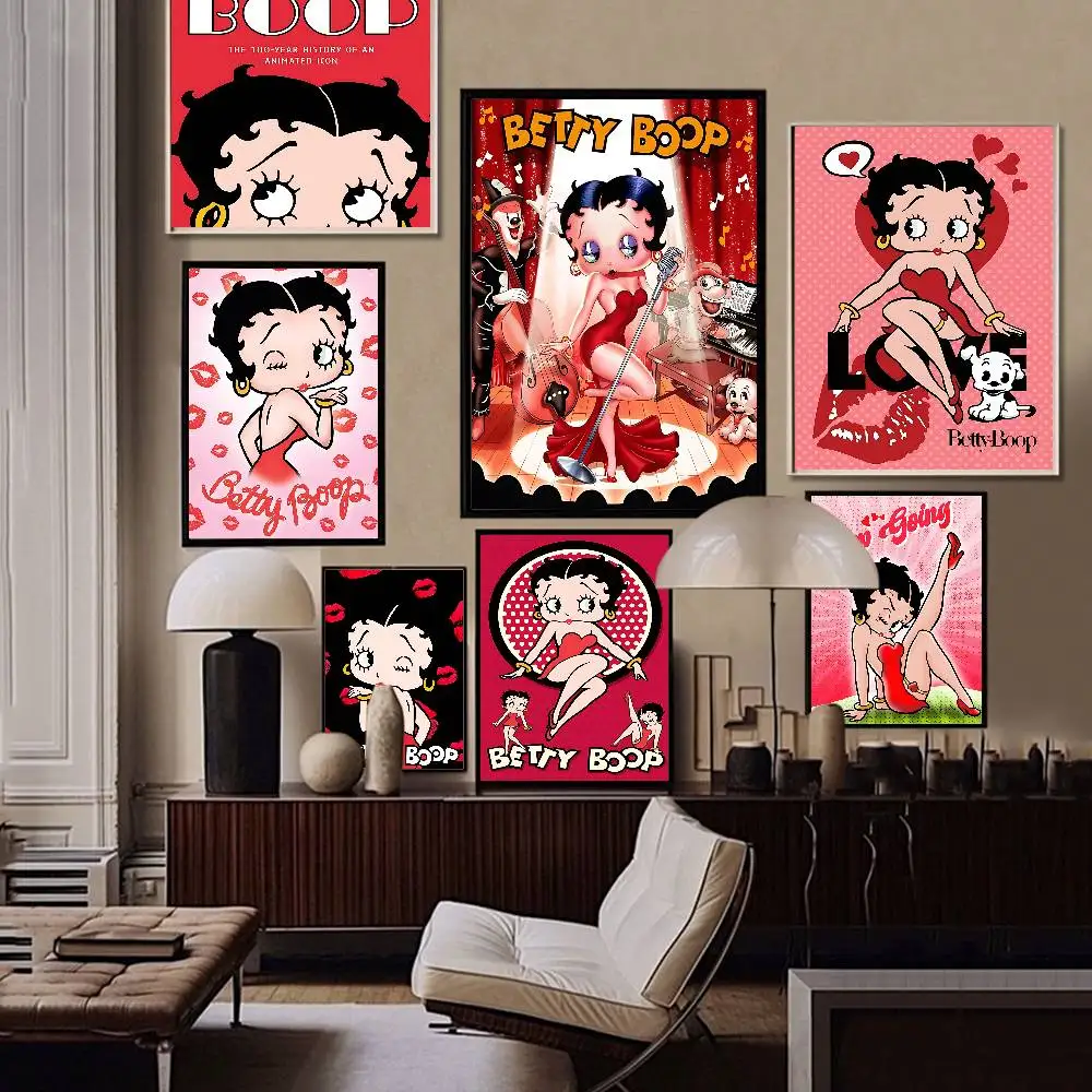 Pretty Cartoon B-Betty B-boop Classic Movie Posters Fancy Wall Sticker for Living Room Bar Decoration Room Wall Decor