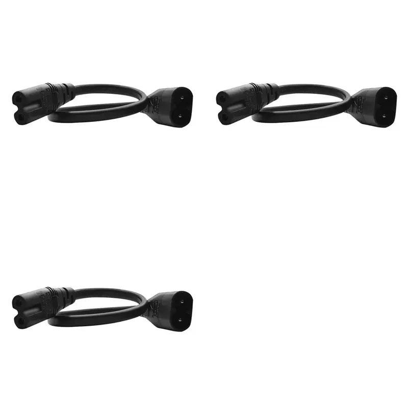 3X IEC 320 2-Pin C7 Female To C8 Male Figure 8 Power Adapter Extension Cable For Speaker And Printer(0.)