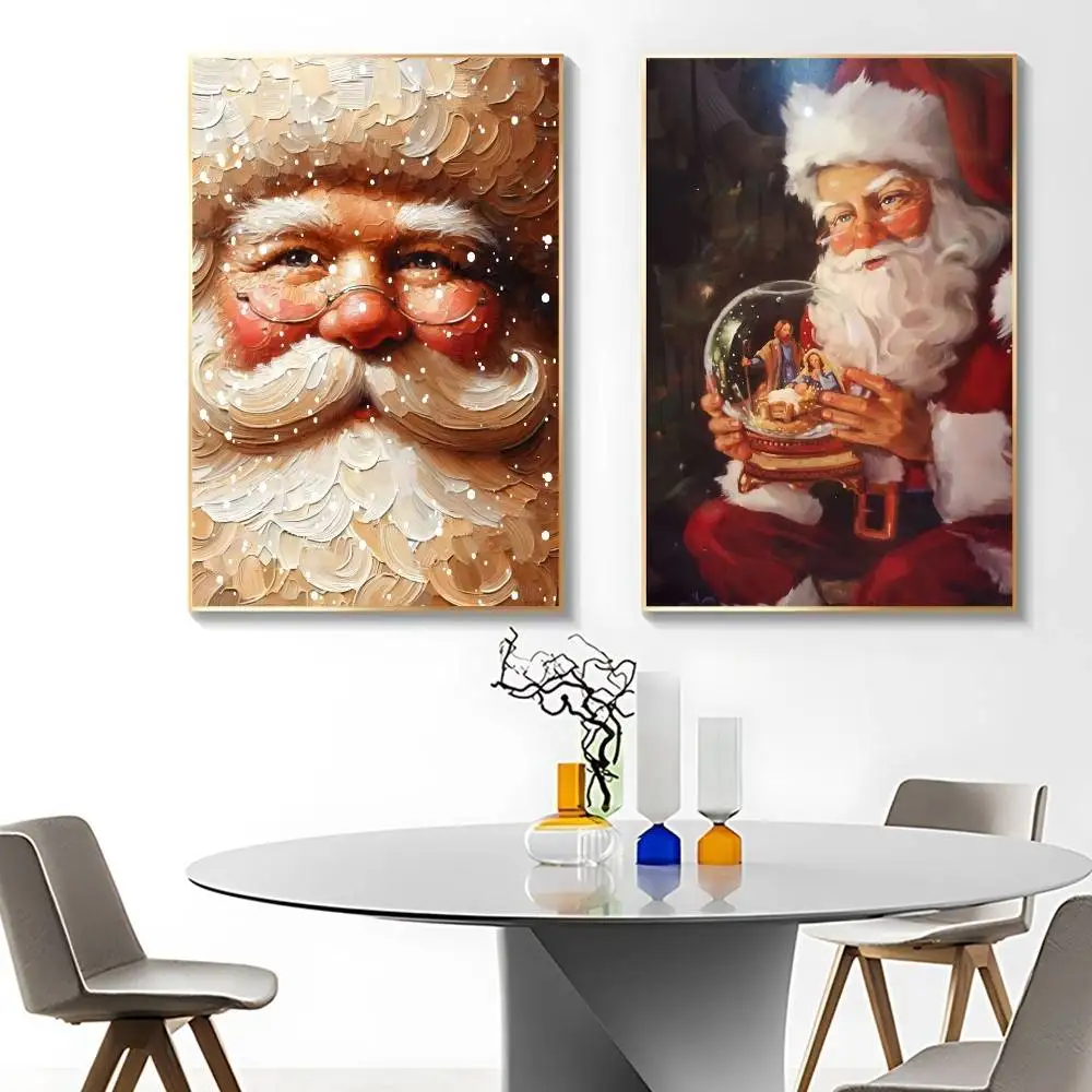 Santa Claus Portrait In Mistletoe Poster Kraft Club Bar Paper Vintage Posters Wall Art Painting Bedroom Study Stickers