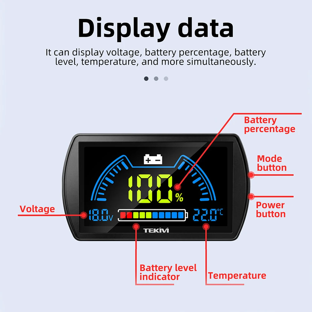 DC 7-100V LCD Digital-Voltmeter Fahrzeug-Energieanzeige mit Temperatursensor – Detail 7