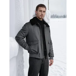 Europe and America Autumn and Winter Men's New Solid Color Simple Commuter Lapel Zippered Large Pocket Casual Jacket for Men