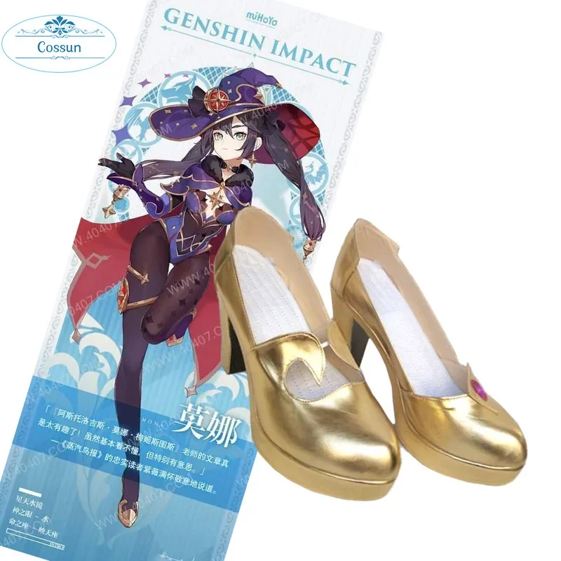 Cossun genshin impacto mondstadt mona halloween cosplay sapatos de salto alto para as mulheres novo 2020 jogo quente