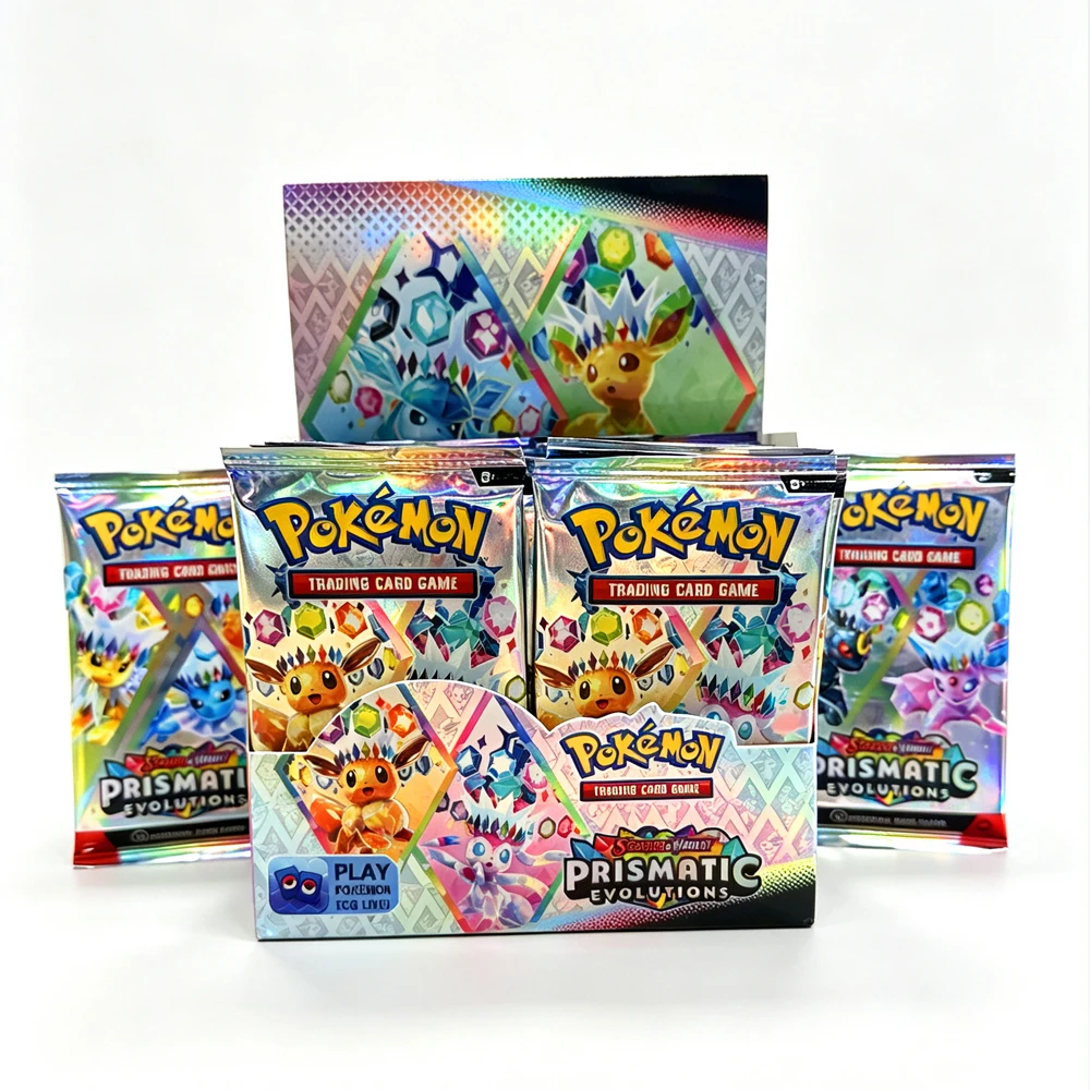 English Pokémon TCG Card Gift Box, 360pcs Eeveelution Series, Rare Black Shiny Cards, Collectible Battle Trading Gift Set