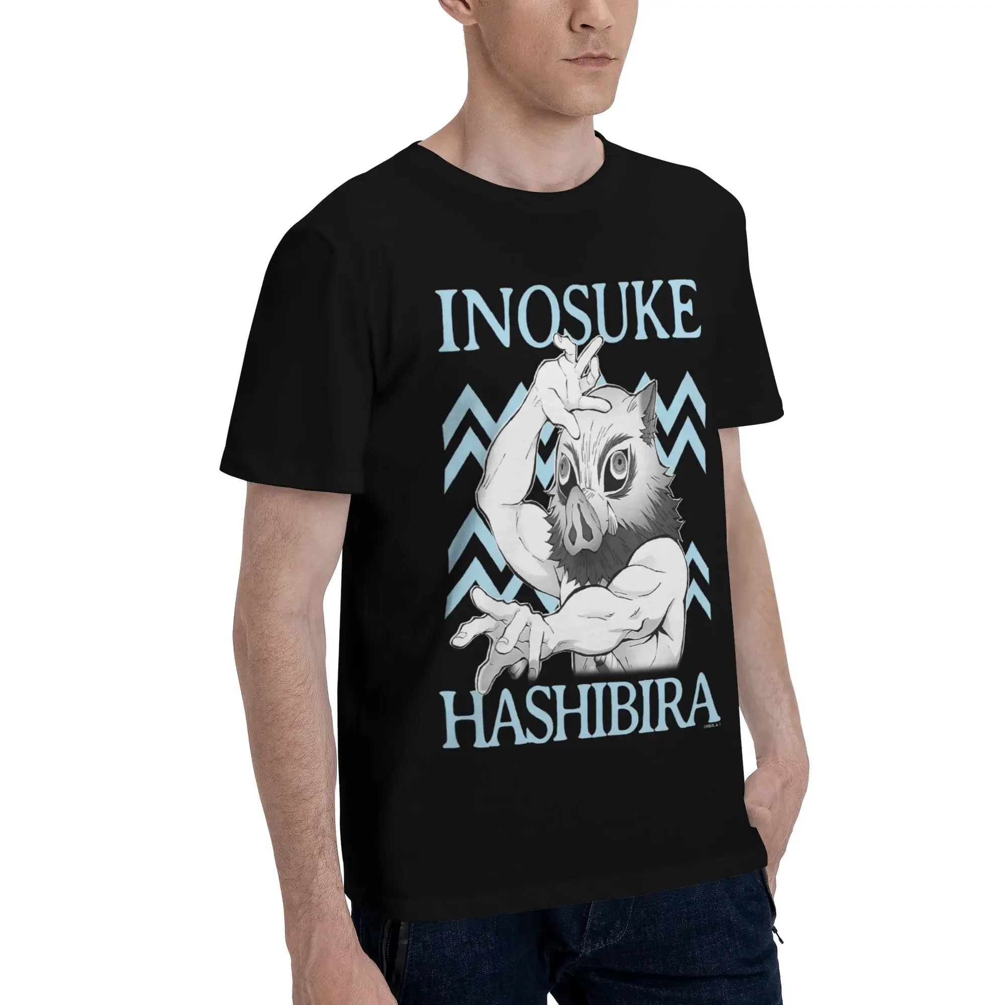 Bandai Demon Slayer  Kimetsu no Yaiba Inosuke Hashibira Men's T-Shirt Clothes  Funny Tee Shirt Short Sleeve fugees Cotton