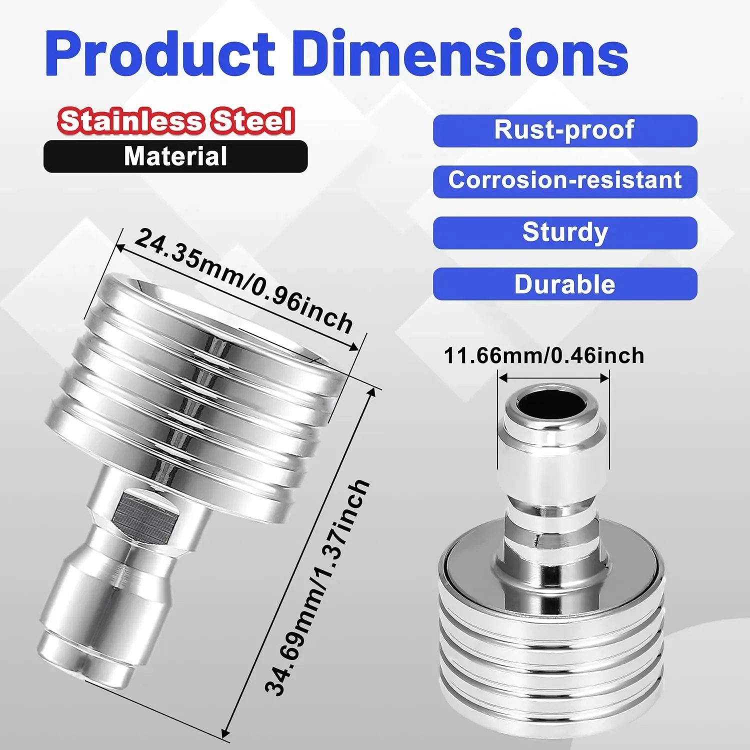 Water Nozzle Stainless Steel High Pressure Washer Fittings 1/4 Quick Plug High Pressure Sprayer for Flower Vegetable Watering