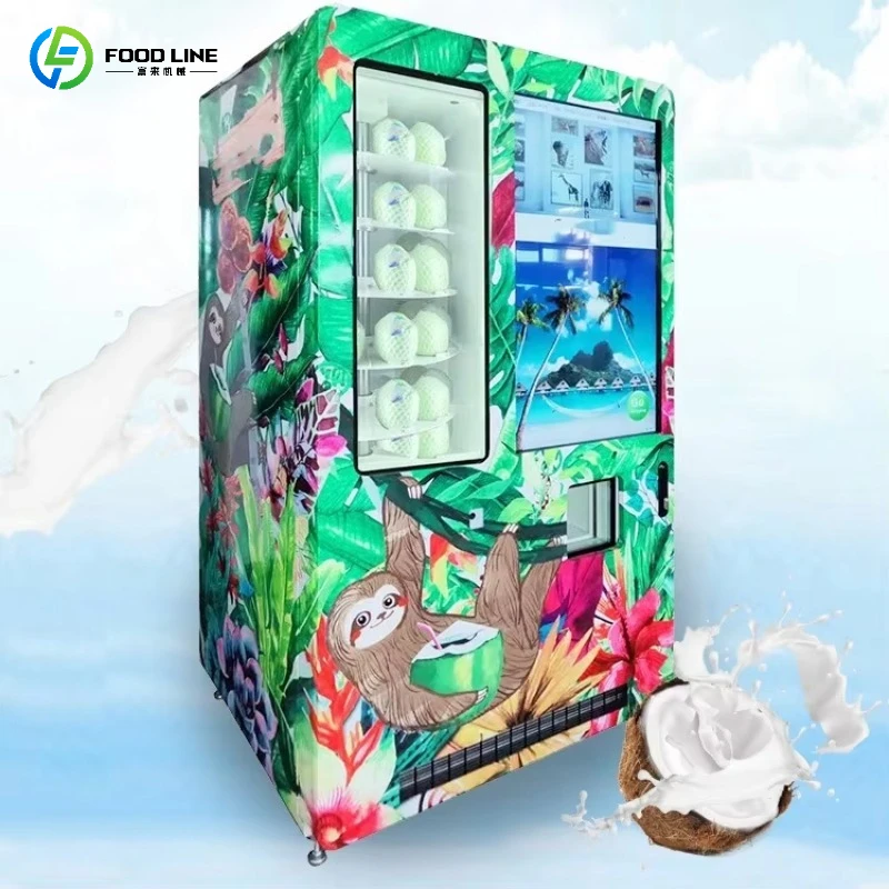 FL Wholesale Automatic Coconut Vending Machine Fruit Juice Apple Orange Watermelon Juice Customized