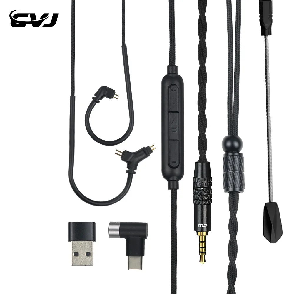 CVJ HATO2 with Microphone about 2 Meters Long Interchangeable Plug 3.5/Type-C Headset Headphone Cable 0.78mm CVJ-HATO 2
