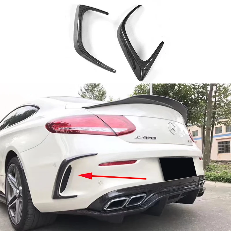 

Carbon Fiber Rear Bumper Trims Side Vents Spoiler for Mercedes Benz C Class W205 C63 AMG C200 C260 C300 Coupe 4 Door 2015 -2017