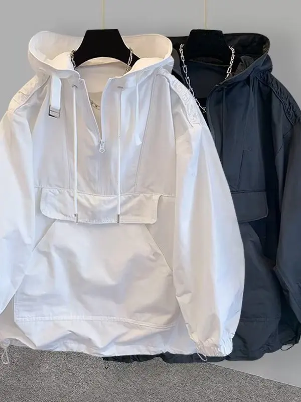 

Модная мужская легкая свободная рабочая одежда с защитой от ультрафиолета, верхняя одежда с капюшоном, модная ветровка, пальто, повседневное, на каждый день