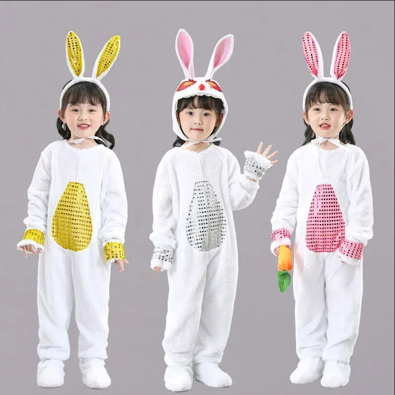 Halloween Animal Show Vestuário para meninos e meninas, Coelho branco Cosplay Traje, Timber Wolf Dress for Kids, Easter Bunny Dance Clothing