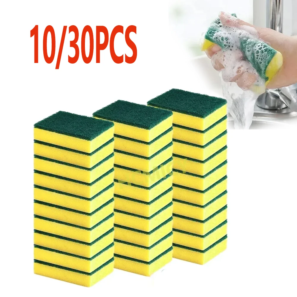 10/30 Pcs kitchen cleaning sponge Dual-Sided Scrub Pads Super Absorbent Pot rust sponge cleaning brush Magic Clean Soft sponge