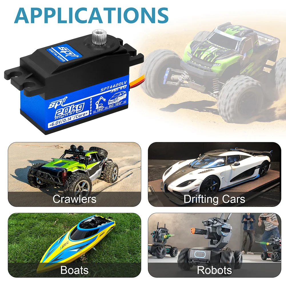 20kg servo de baixo perfil mini servo completo metal engrenagem digital servo para 1/10 rc carro para tamiya kyosho on-road touring drift carro/barco