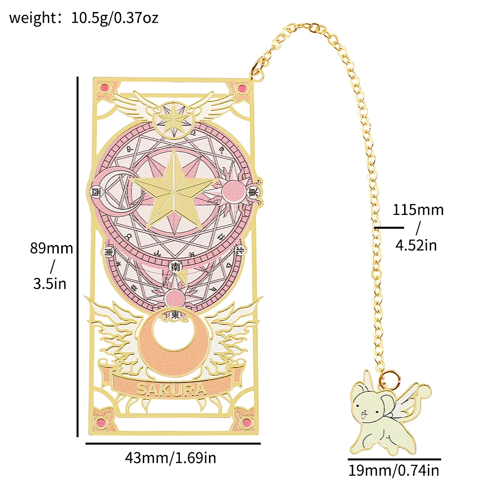 Anime Sakura Metal Hollow Out Bookmark Cute Card Captor Star Moon Tassel Pendant Bookmarks for Reader Gifts