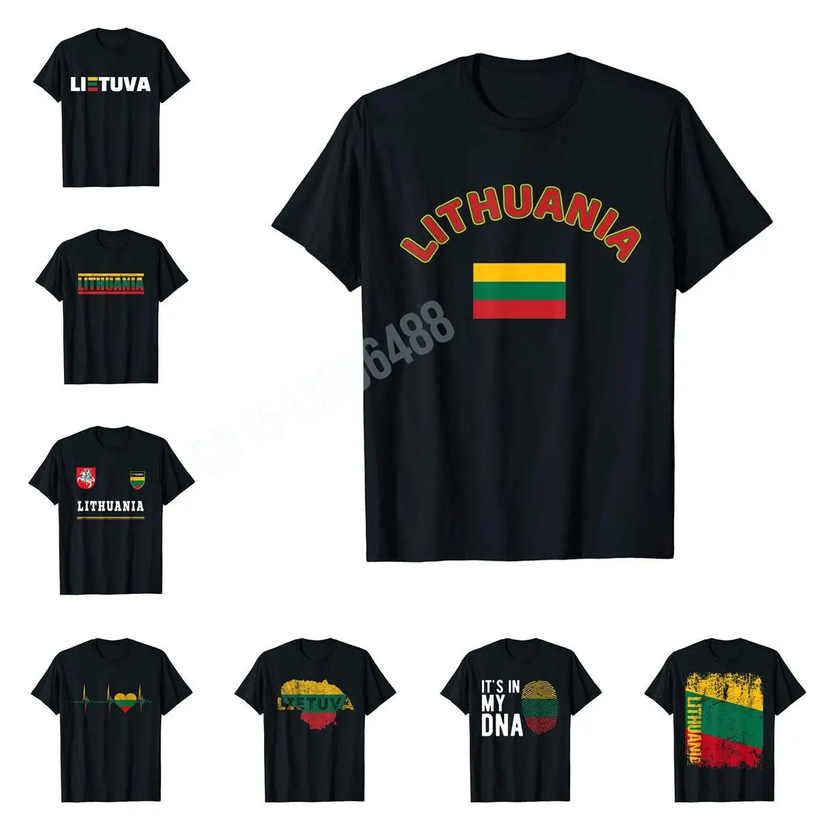 More Design Lithuania Lithuanian Flag Lietuva T-Shirt For Men Women T Shirt Tops Cotton Tees