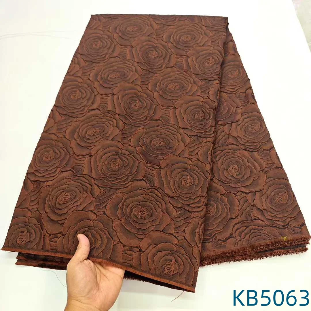 

2025 Высокое качество 5 ярдов африканская парча кружевная ткань черный французский тюль кружево нигерийский розовый жаккардовый органза для свадьбы KB5063