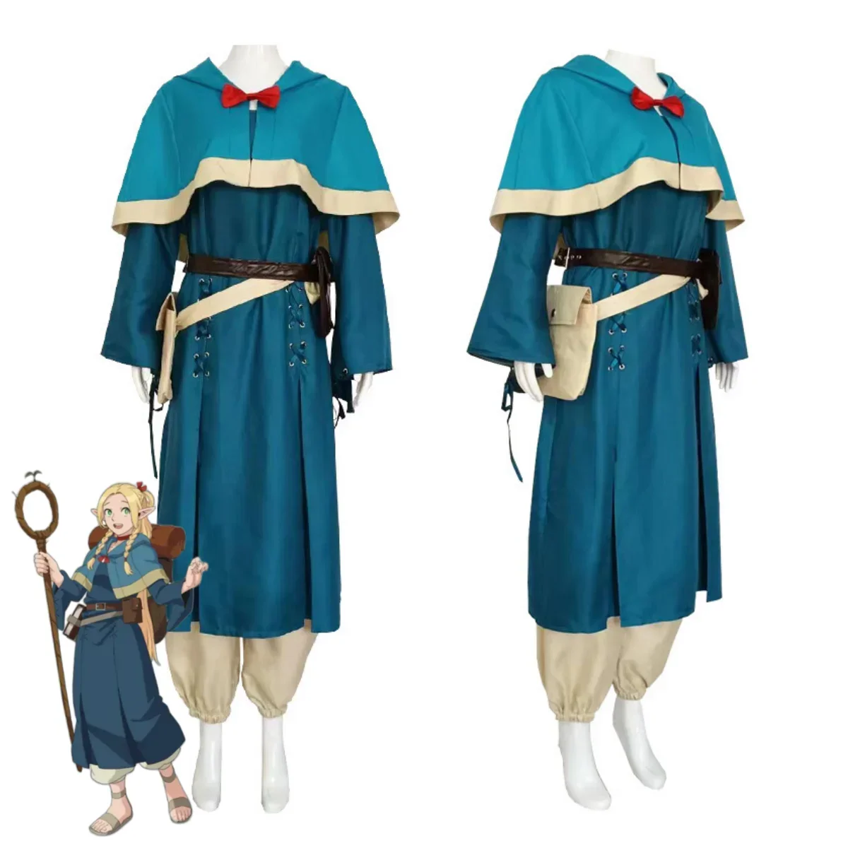 

Anime Delicious in Dungeon Marcille Cosplay Costume Hooded Shawl Uniform Woman Lovely Christmas Birthday Party Suit 2025