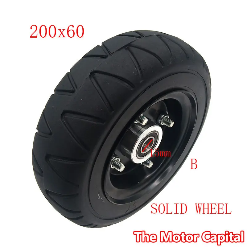 

200x60 8 InchSolid Tire, including Bearings hub Wheel,for Older Age Scooter Electric Quad Bike Tire Replacement Parts