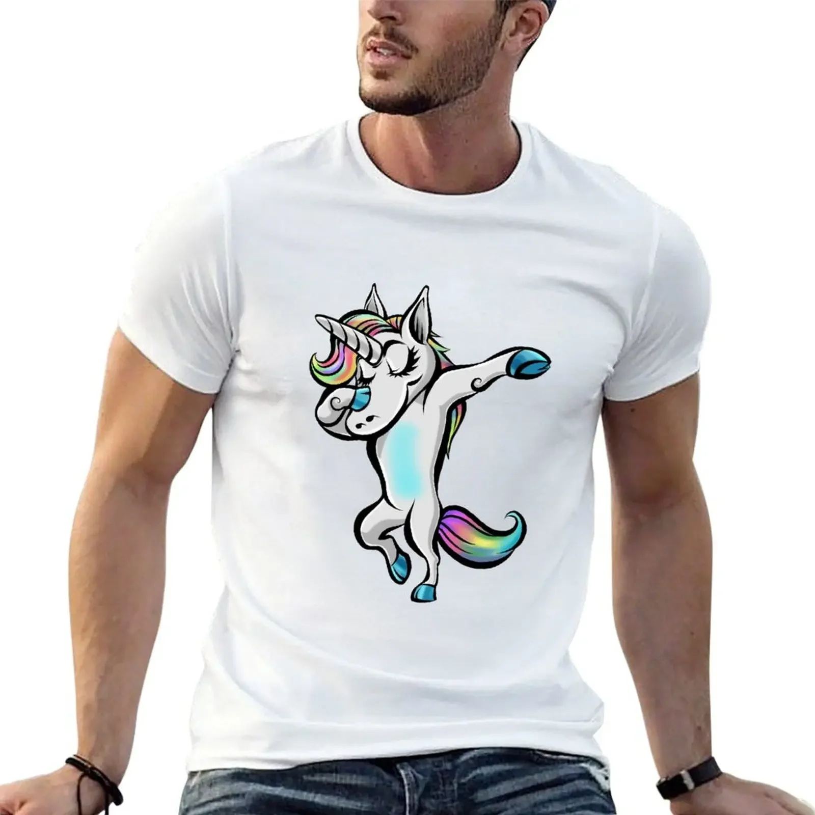 Cute Dabbing Unicorn - Rainbow Dab Unicorn T-Shirt anime t shirts Clothing Short sleeve tee men