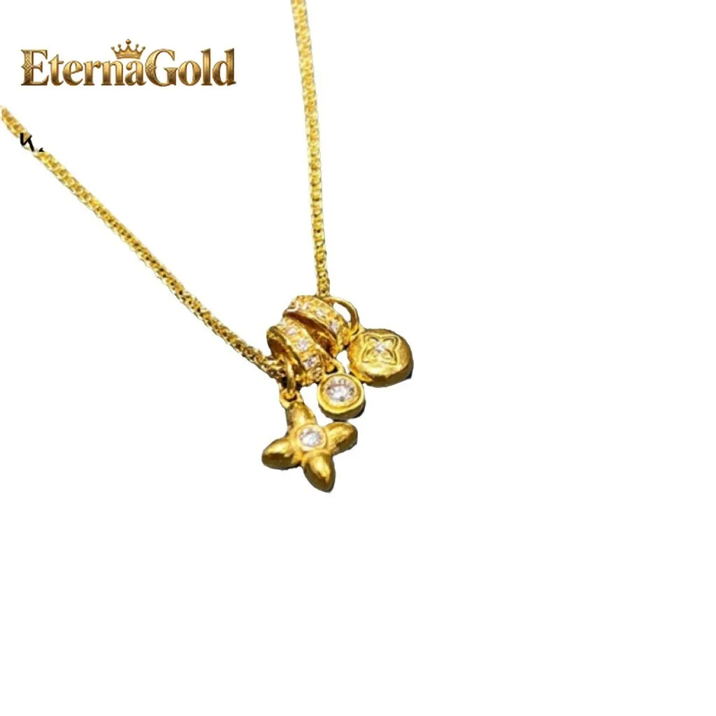 

EternaGold 9999 24K real gold hot star necklace for women niche light luxury high-end golden necklace gift for girlfriend