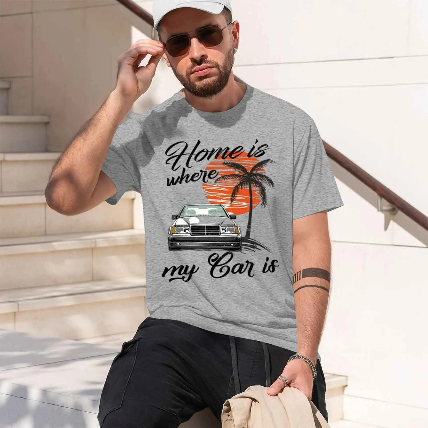 New Summer Fashion Men Short Sve W124 & Quot; y Style T-Shirt Sport Casual White Tops Vintage Car Hip HopTees 2026 New Model Men view 3