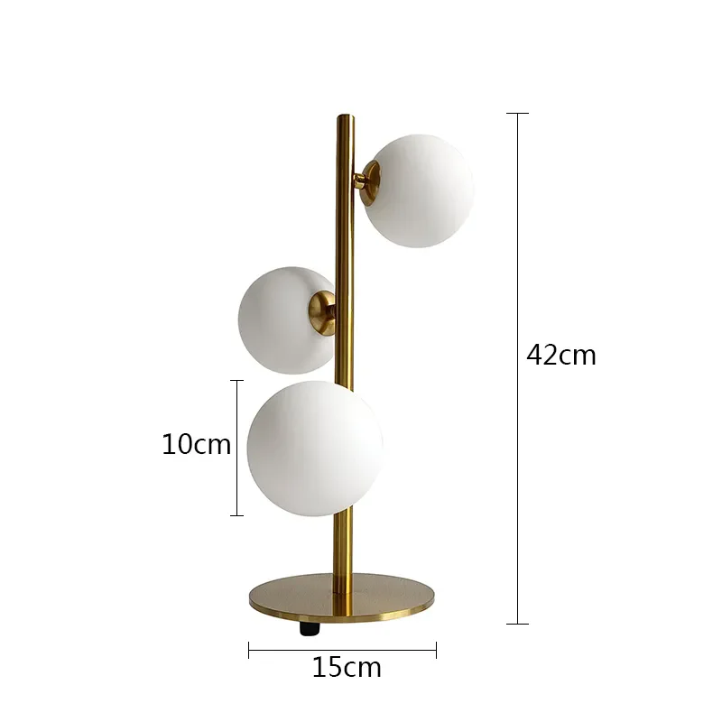 Glass Ball Led Table Lamp Retro Gold Acrylic Desk Lamps Hotel Villa Art For Living Room Bedside Desktop Decor Led Night Lights