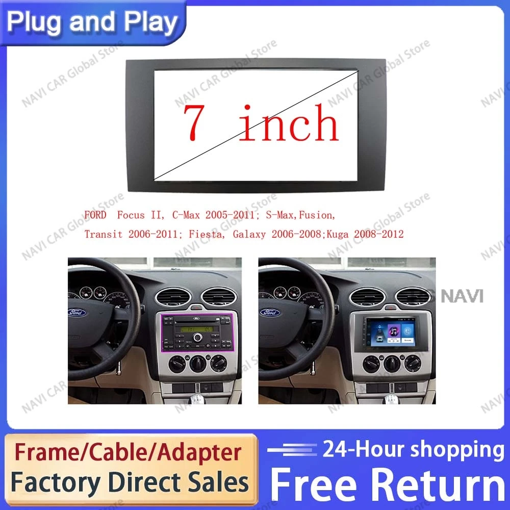 NAVI For Ford Focus 2Din frame Car Radio for C-Max S-Max Fusion Transit Fiesta use car Multimedia radio player Double din Fascia