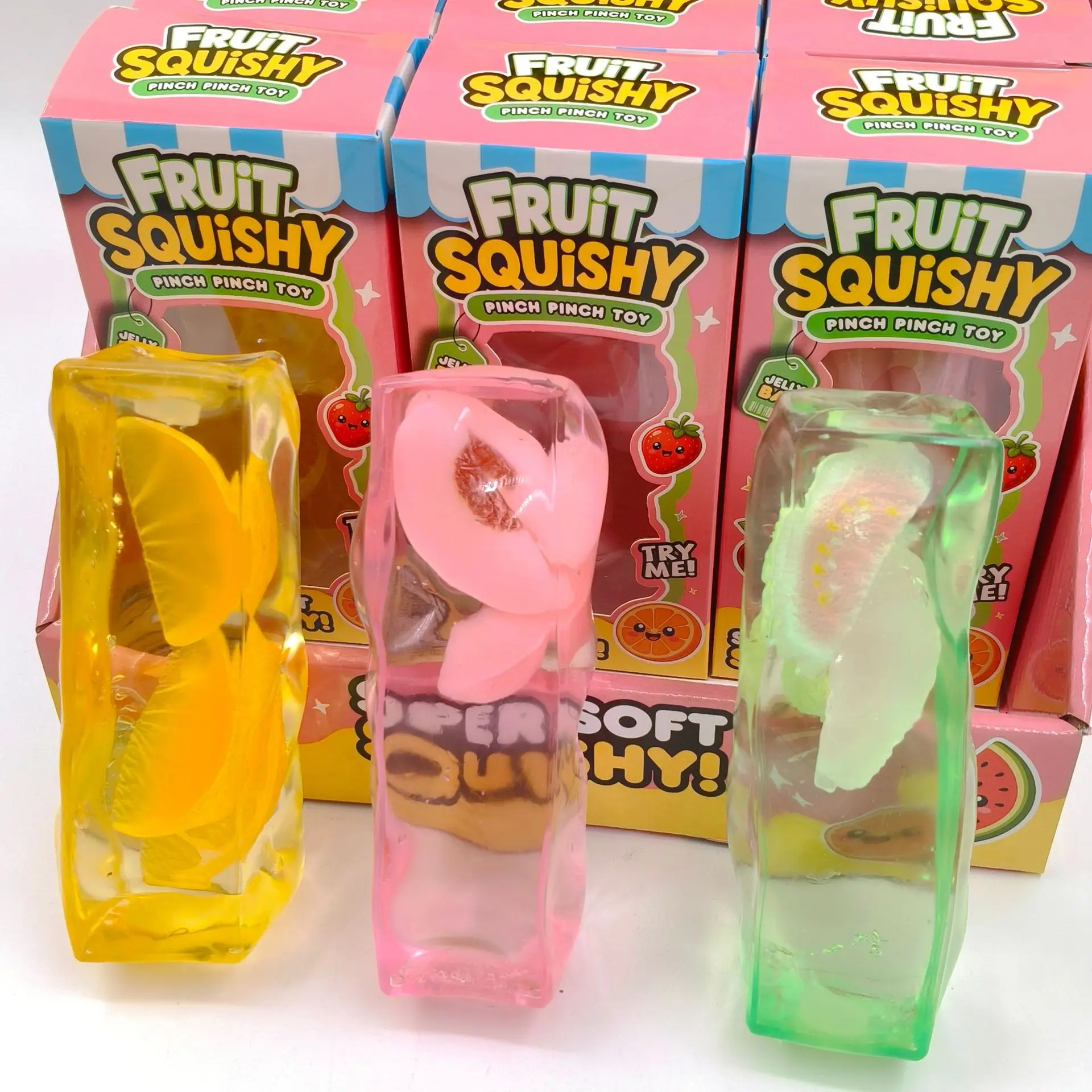 Slow Rising Squishy Realistic Fruit Crystal Strip Soft Jelly Stress Relief Fidget Squeeze Decompression Toy