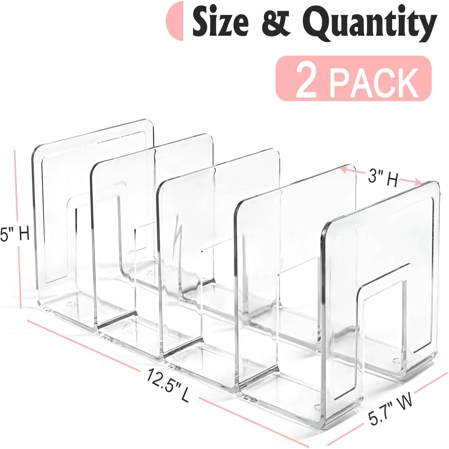 Book Organizer Clear File Sorter, Large Slot Acrylic Desk Organizer, Desktop File Folder Holder Organizer, Office  Stand Rack fo