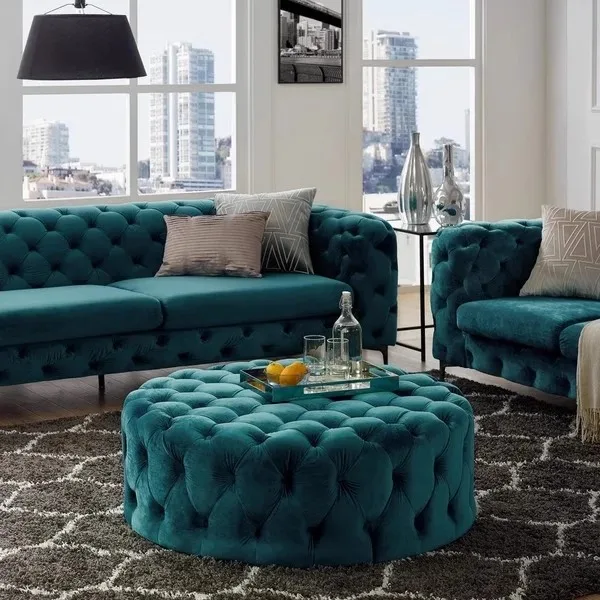 *Light Luxury French Italian American Velvet 2 Seater Multifunctional Sofa Set High-density Sponge Bed Frame Metal Legs for