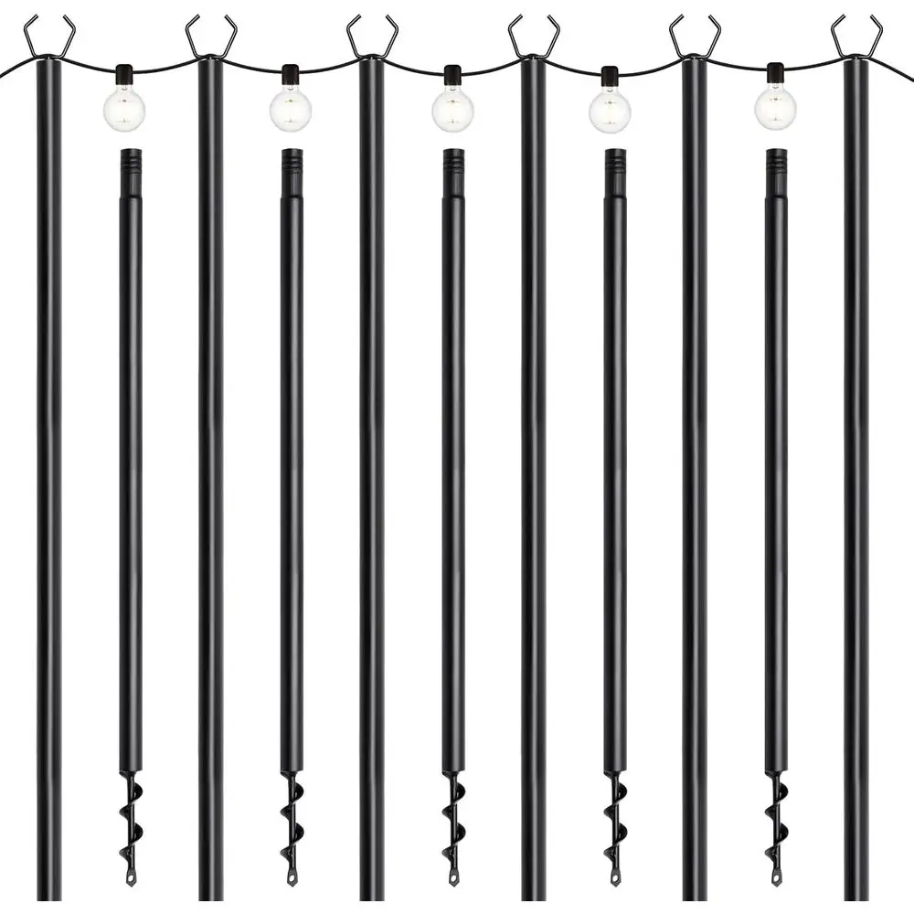 

6 Pack String Light Poles or Outdoor, 10 t Outside String Light Pole Hanging Party Wedding Decorations or Lawn, Backyard, Garden