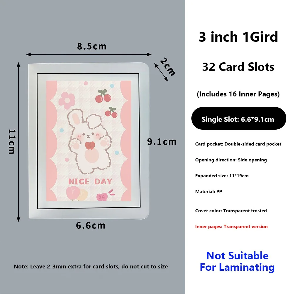 

Multifunctional PVC Photo Album Transparent 3 Inch Photocards Holder Portable Bill Storage Booklet