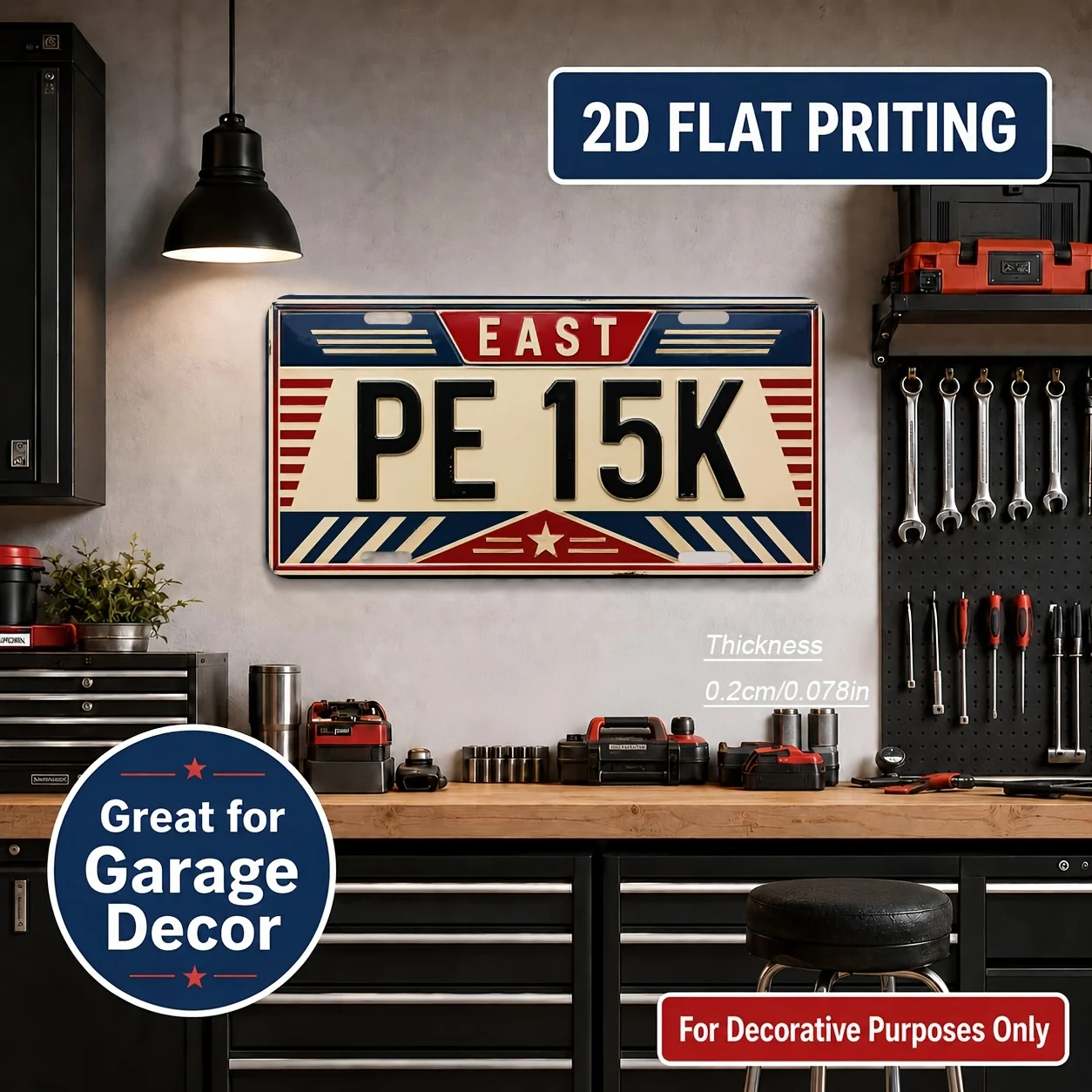 2D Flat, [2D Flat] 2D Flat, 1pc, Alphanumeric Themed Vintage Sign, for Decorative Use Only, Home Decor, Birthday Gift, Vintage W