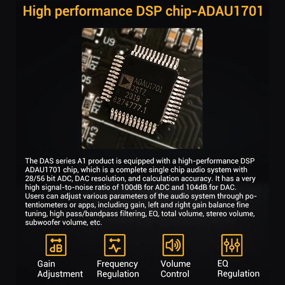 2.1-channel 160W+160W+220W Amplifier High-performance Independent DSP Chip ADAU1701 Three DSP Adjustment Modes 10-band