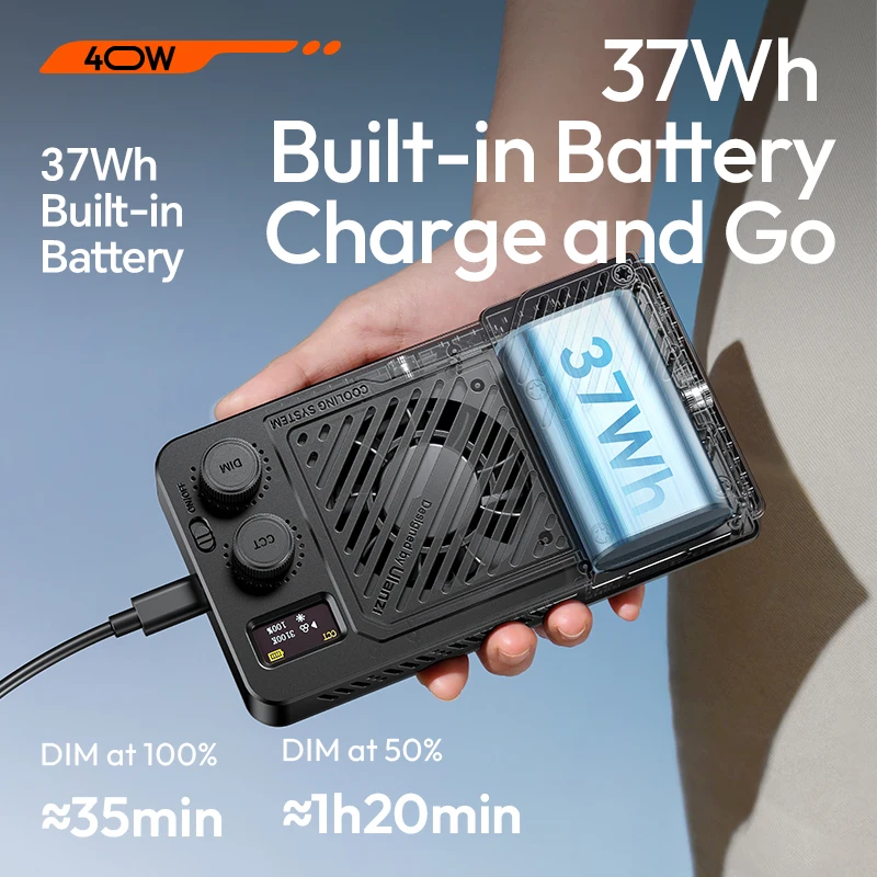 Ulanzi P40 RGB / P40 Bi 40W الفيديو الضوئي المحمولة ملء الضوء مع مروحة التبريد للتصوير الفوتوغرافي مدونة الفيديو المباشرة #5