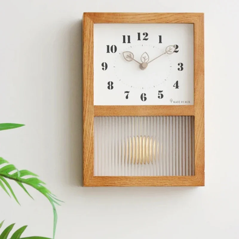 

Japanese Style Retro Walnut Clock Hanging Wall Clock with Swing Classic Living Room Decor Accent Vintage Japanese Craft