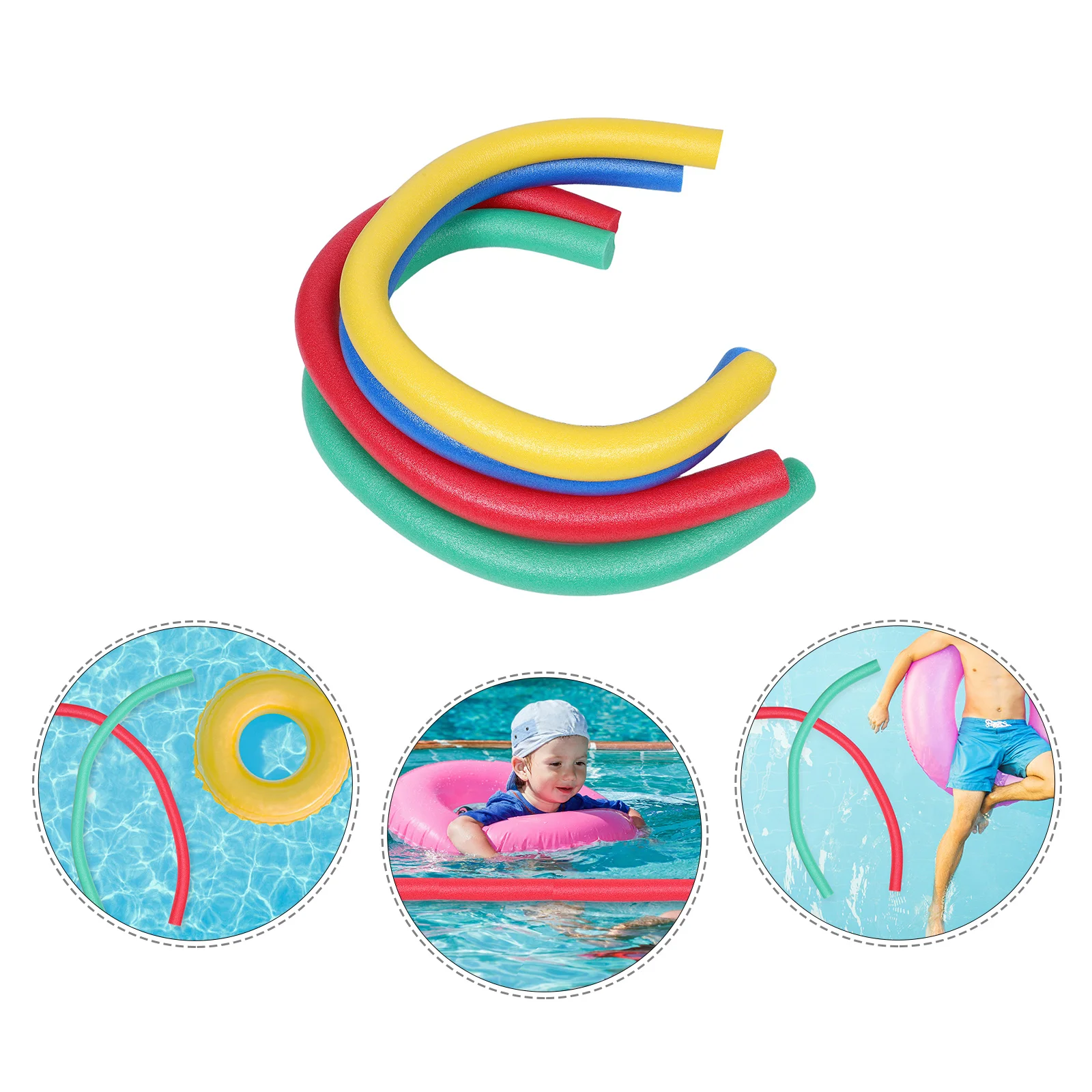 

4Pcs Foam Pool Noodles Enhanced Buoyancy Support Antislip Surface Quick Cleaning Bright Visibility Versatile Use
