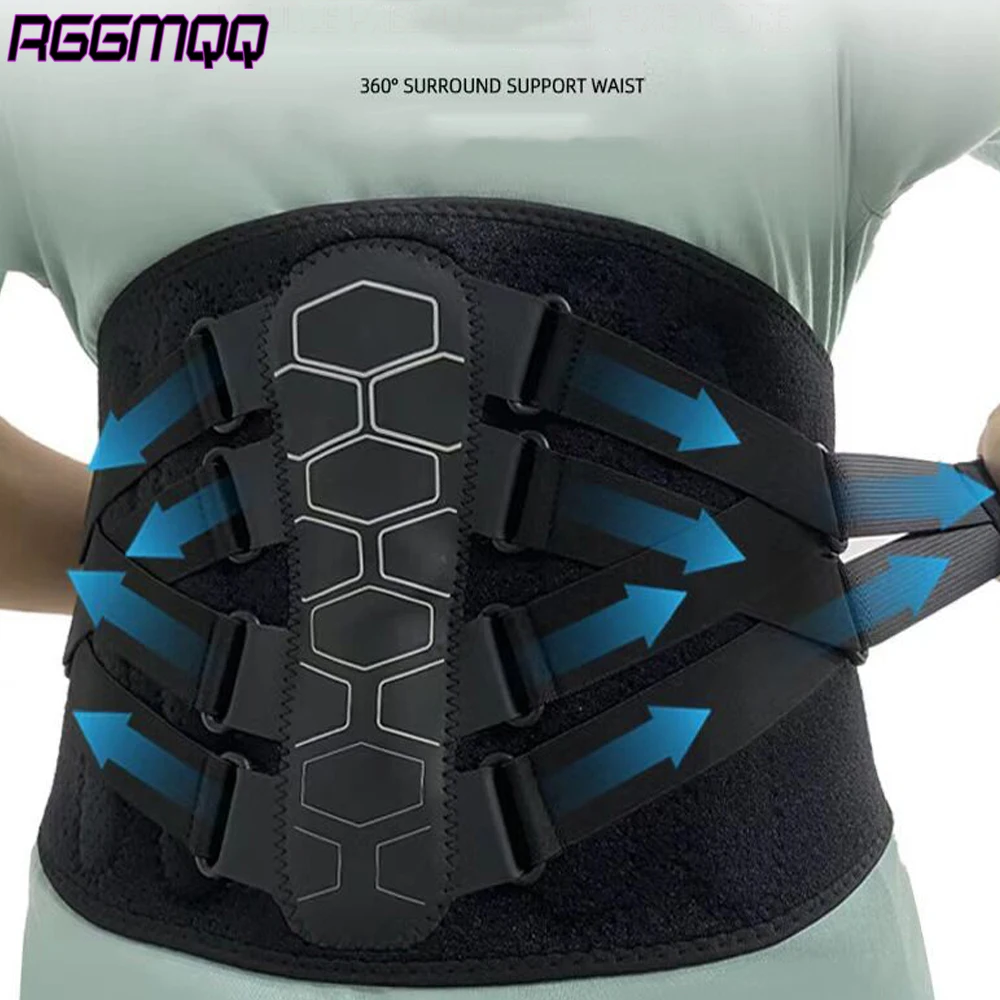 Soporte para espalda con sistema de polea - Cinturón de soporte lumbar para dolor de espalda baja, hernia de disco - Hombres y mujeres (con almohadilla lumbar)