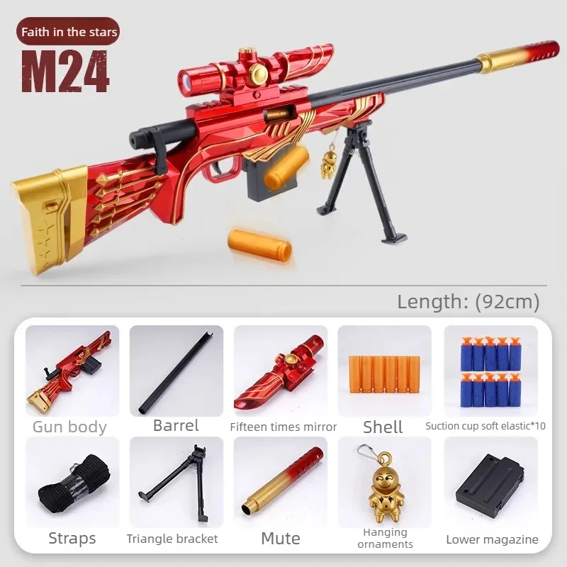

M24 Sniper Rifle Toy Gun Soft Bullet Shooting Manually Loaded Safe for Boys Christmas Gift