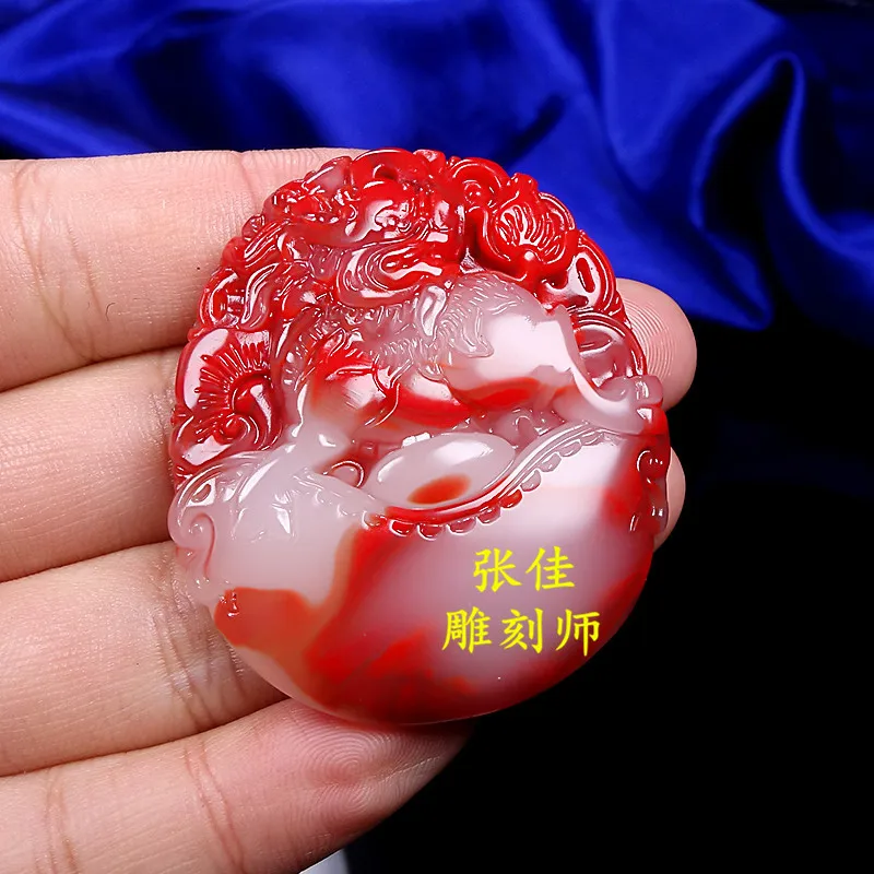 Hetian Jade Bloodstone KIRIN Ingot Pendant Bloodstone KIRIN Pendant Jade KIRIN Pendant